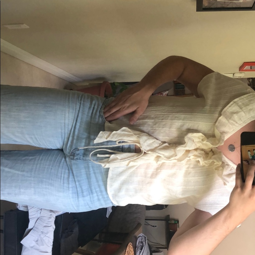 Zara cream front tie top
